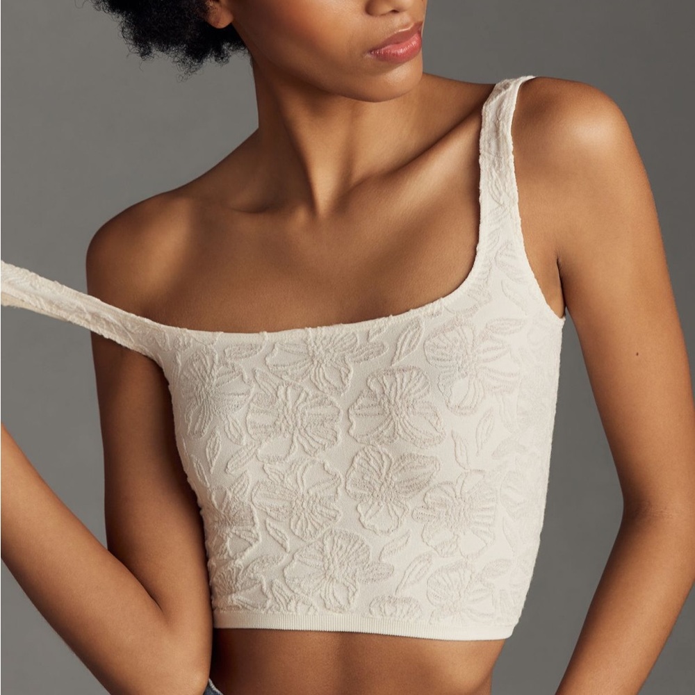 Anthropologie Ivory Textured Top
